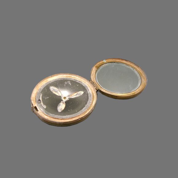 DuBarry Gold Lipstick & Art Deco Compact with Puff, Vintage Vanity Lot Empty - Picture 7 of 10